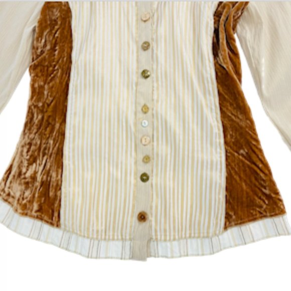 Elisa Cavaletti Vintage Velour Accent Button Blouse - Picture 5 of 16